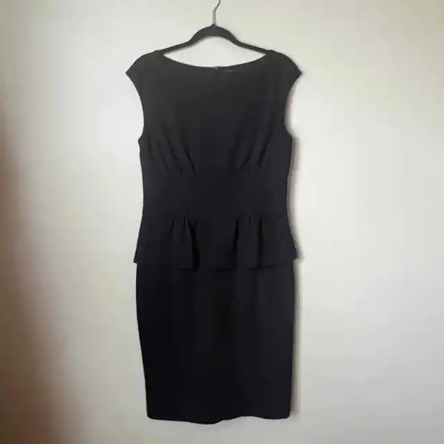 American Living Sheath Peplum Textured Dress Black Size 10 Lined