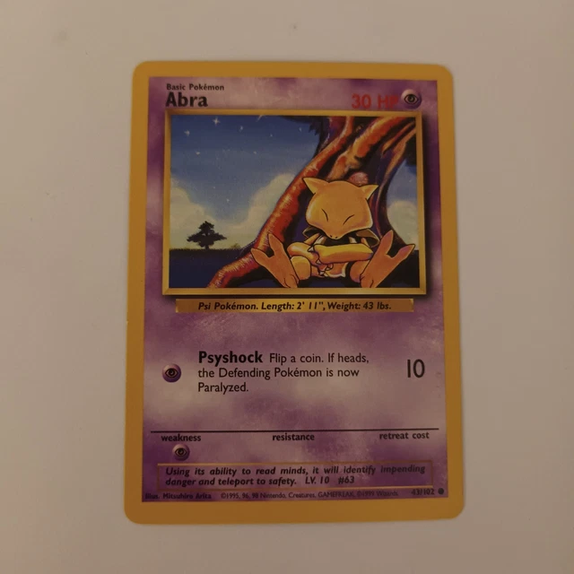1999 abra pokemon card value [1999-2000] #43 Prices | Base Set An individual card from the Pokmon trading and collectible card game (TCG/CCG) 1999 Pokemon Game 43 Abra