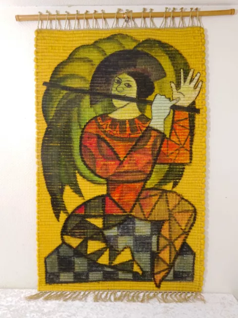 Povdem - Tapiz - Vintage - Handmade - Arlequín Con Flauta