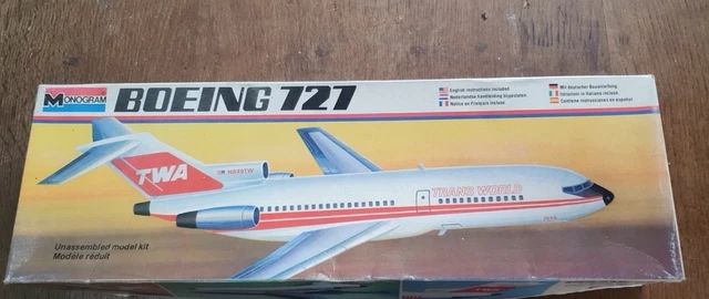 VINTAGE MONOGRAM TWA Boeing 727 1/96 scale Un Opened 1978 £32.50 ...