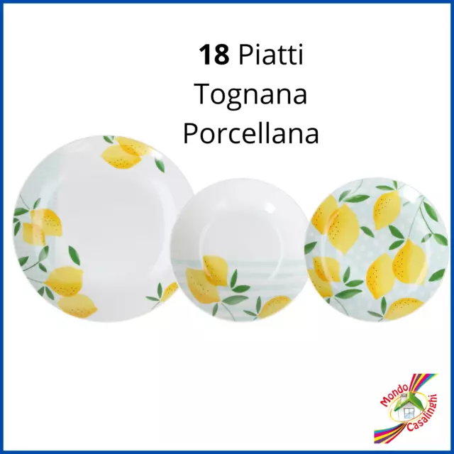 Servizio di piatti set porcellana 18 pezzi 6 persone tognana ceramica moderni da