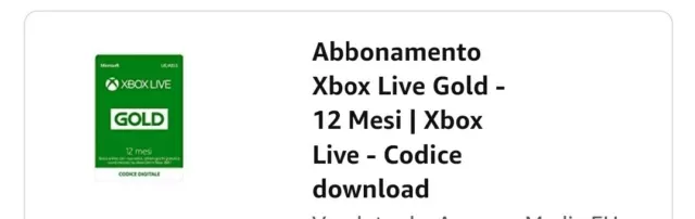 abbonamento Xbox live 12 mesi