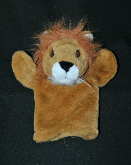 Peluche doudou marionnette lion CP INTERNATIONAL marron brun roux 26 cm TTBE