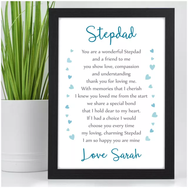 Personalised Step Dad Fathers Day Poem Gifts for Best Stepdad Stepmum Him Her