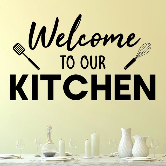 Welcome To Our Kitchen Wall Sticker Decal Quote Cooking Baking Home Family Decor