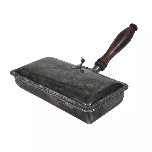 Vtg Silver-Plated Table Sweeper Silent Butler Crumb Catcher Lint Brush Italy