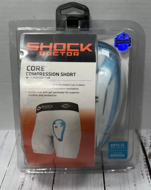 Shock Doctor Core Compression Shorts With Bioflex Cup White Boys XL