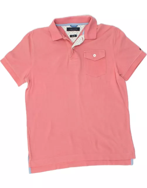 TOMMY HILFIGER Mens Slim Fit Polo Shirt Medium Pink Cotton AW20