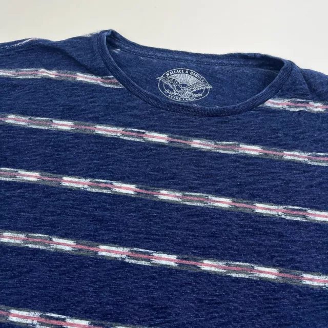 Wallace & Barnes Indigo Blue Striped Short Sleeve T Shirt Size XL J Crew 2