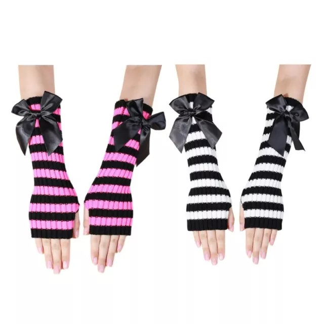 Women Teens Winter Half Finger Gloves Windproof Arm Warmer Gloves for Outdoor