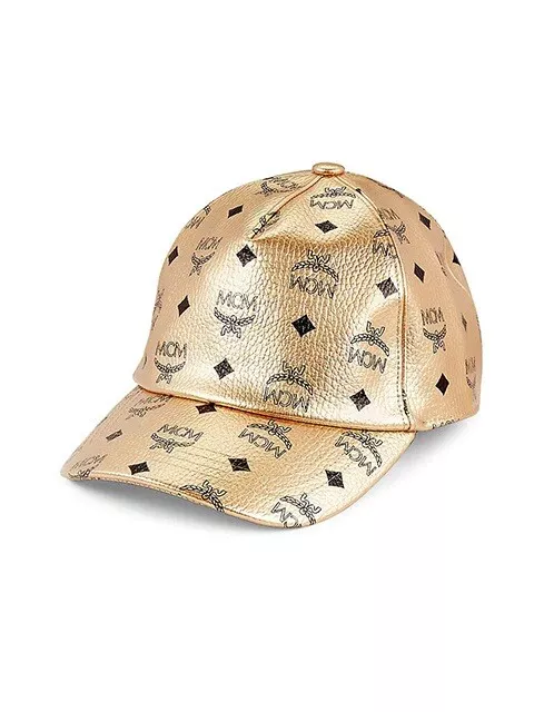 MCM Classic Adjustable Cap in Visetos Champagne Designer Hat