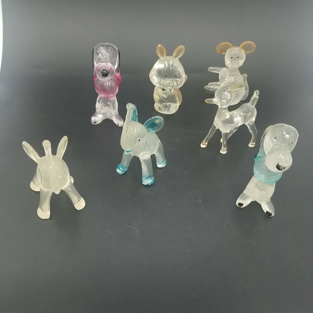 VINTAGE CLEAR LUCITE/PLASTIC Toy Figurines 1970's Made in Hong Kong Lot