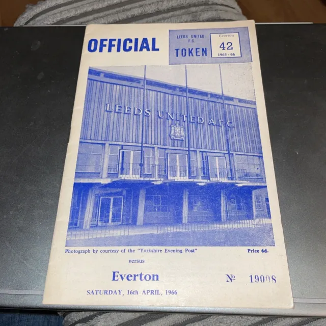 1966 Leeds Utd United V Everton Division 1 Football League 1965-66 Programme Vgc