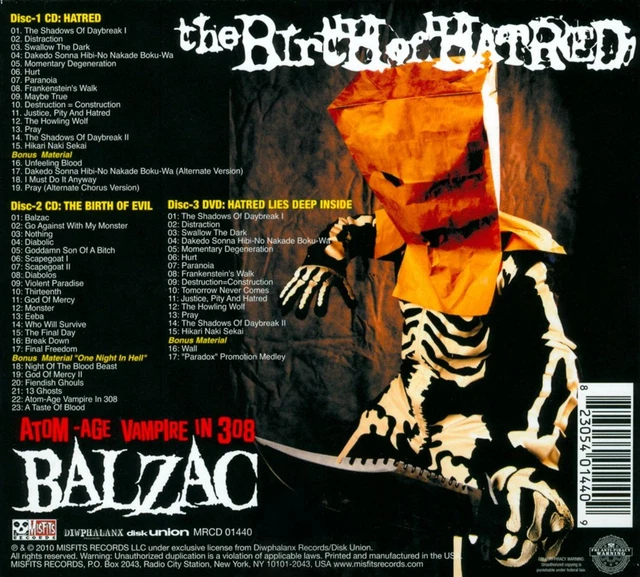 BIRTH OF HATRED by Balzac (CD, 2010) 2 Disc, 1 DVD Set $18.14