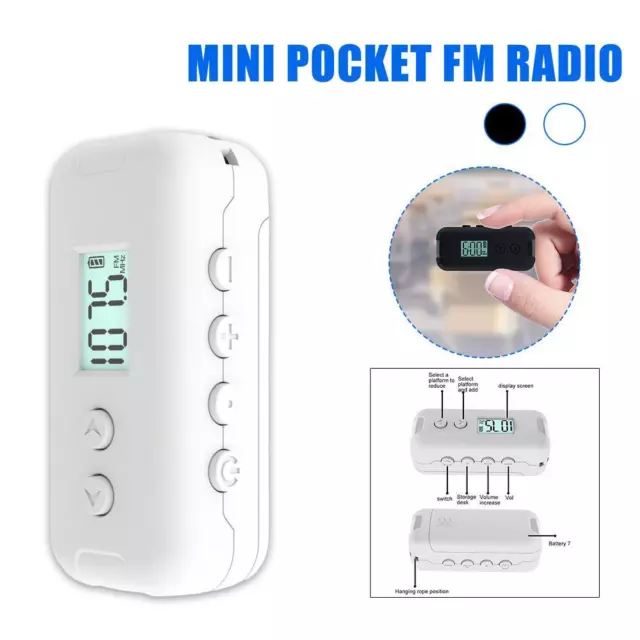 Récepteur radio portable Mini Pocket FM Radio 50 108MHZ avec écran LCD ` 2