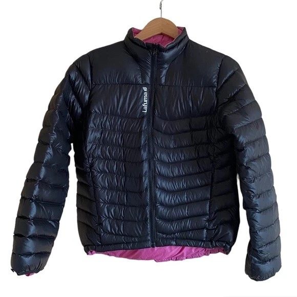 Lafuma Womans Size Large GTX Down Jacket Black Pink Outdoors Lightweight
