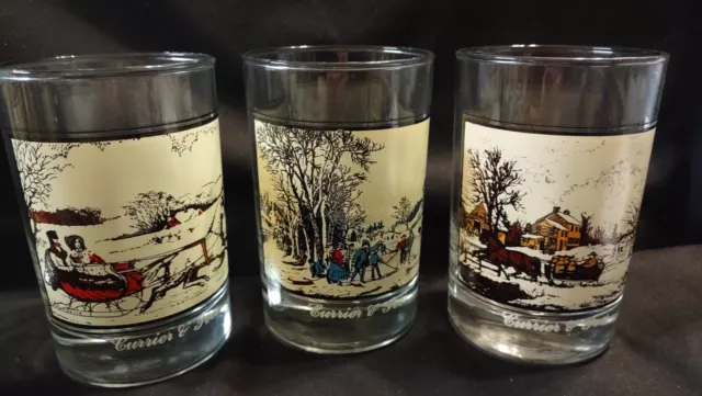 Arby's, Currier & Ives , Collector Glasses ,Set Of 3, 1981 Series