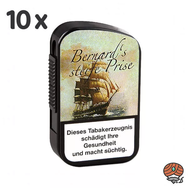 10 x Bernard's steife Prise Snuff 10g Dose Schnupftabak