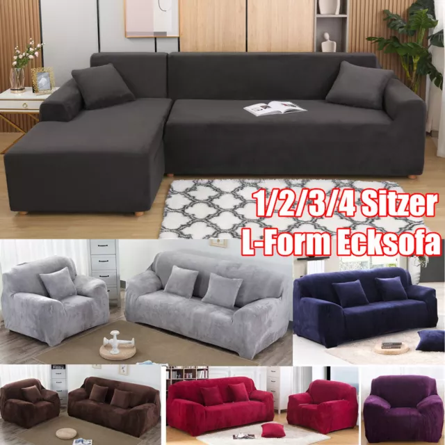 Sofa Überwürfe Sofabezug Stretch Samt Sofahusse für 1 2 3 4 Sitzer L-Form Sofa