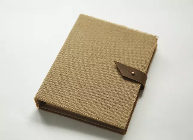 Jute Burlap Hard Cover 3-ring Binder 80Sheets Kraft Paper Book Diary Notebook