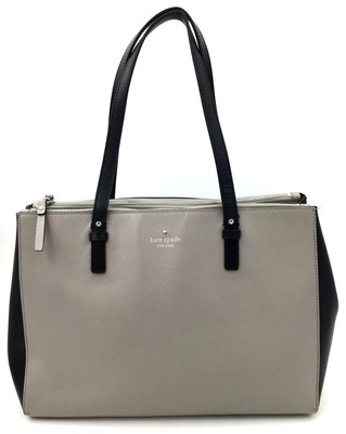 Kate Spade Large 3-Section Gray/Black Color Block Leather Tote (COA Included)