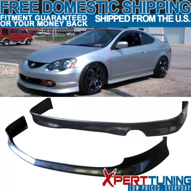 Fits 02 03 04 Acura RSX Base Coupe PU Front + Rear Bumper Lip Spoiler