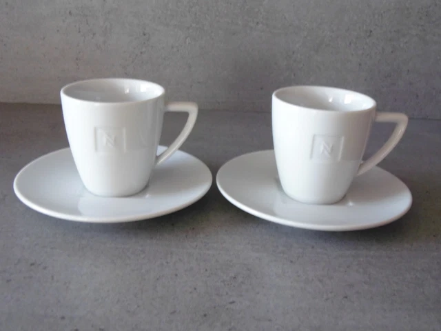 Coffret 2 Tasses à Expresso Nespresso – Verre Et Métal, Avec Soucoupes (neuf, Défaut Mineur)