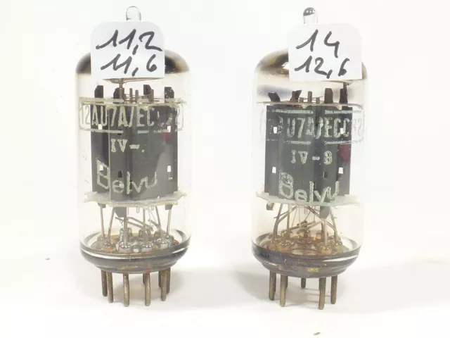 two 12AU7A ECC82 Belvu made by Telefunken diamond    base long smooth plate NOS