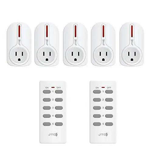 JTD ® 5 Pack Remote Control Outlet Switch 3rd Generation Energy Saving Auto-p...