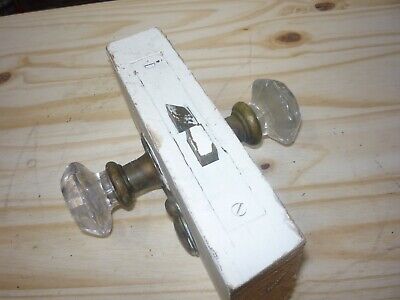VTG Antique Entry Door Lock Set Brass Glass Knob Mortise Hardware  dead bolt