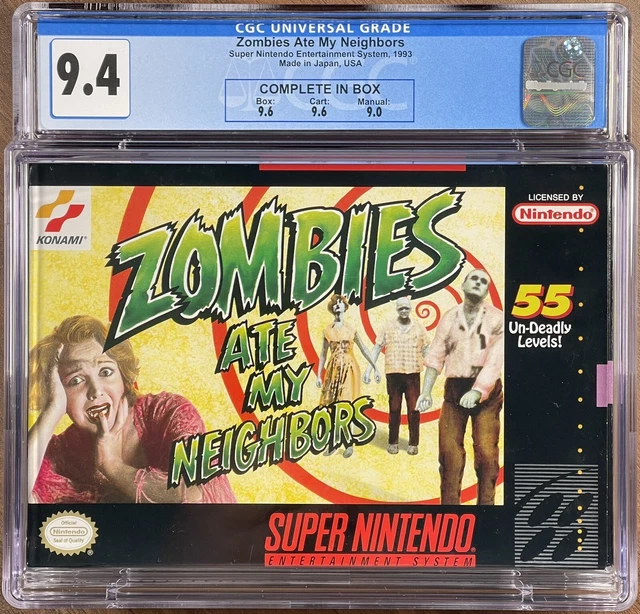 9.4 ZOMBIES ATE My Neighbors (Nintendo SNES) CGC CiB \w 9.6 (!) Box
