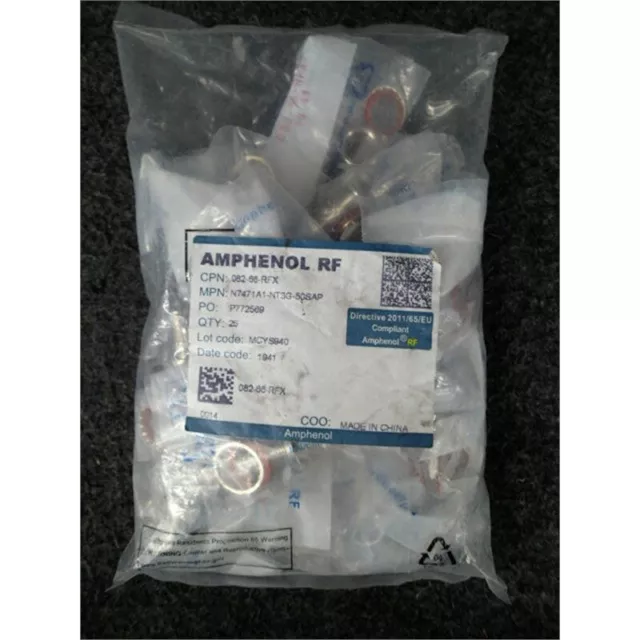 Amphenol N7471A1-NT3G-50SAP Coaxial Adapters, Female/Female, 50 Ohm, Bag of 25