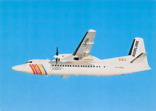 SAS Scandinavian Commuter Fokker 50 LN-RNH  Airplane Postcard