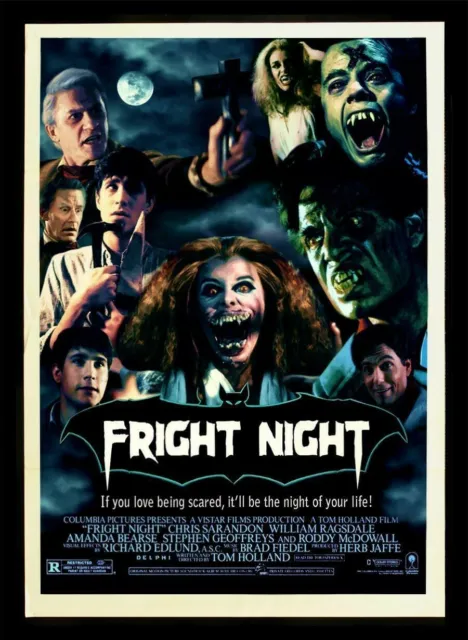 Fright Night 1985 Poster - Large Wall Art Canvas Framed Picture 20X30 Inches