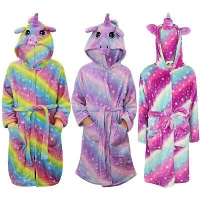 Kids Girls Unicorn Bathrobe Hooded Galaxy Xmas Cosplay Costume Soft Lounge Suit
