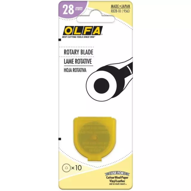 Genuine OLFA Rotary Cutter Replacement Blades - 28mm (Choose 2 / 5 / 10 blades)