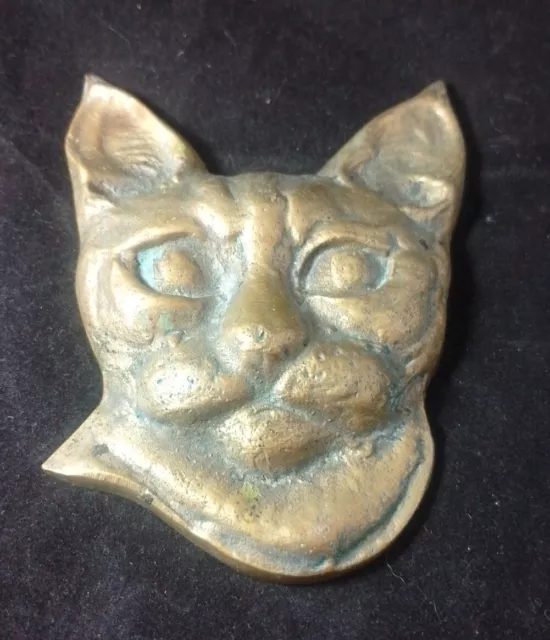 Brass Molded Cat Relief, 479 grams. UK Seller J22