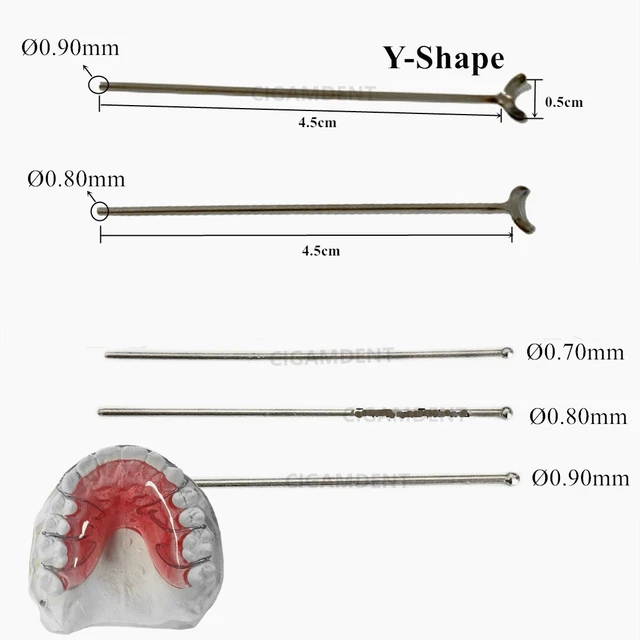 Dental Ball Retainer J Clasp Oblique Clasps Bars 0.8mm 0.9mm Y-Type Scheu Style