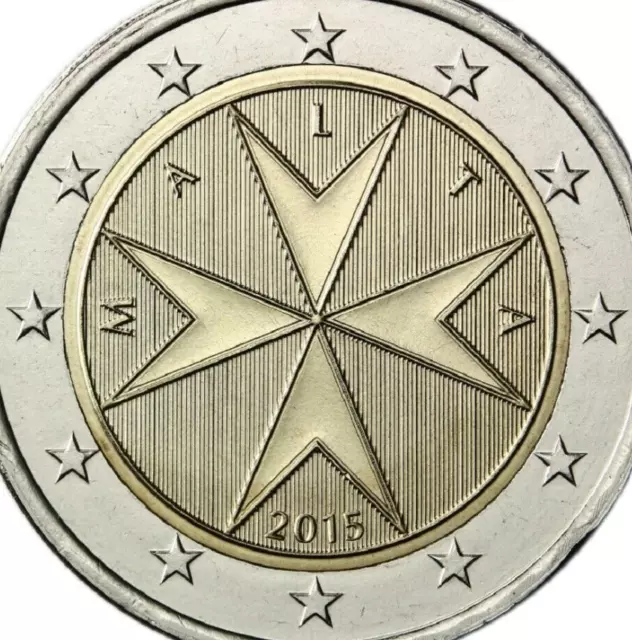 Malta coin 2€ euro 2015 Maltese templar cross UNC knights arrows stripes