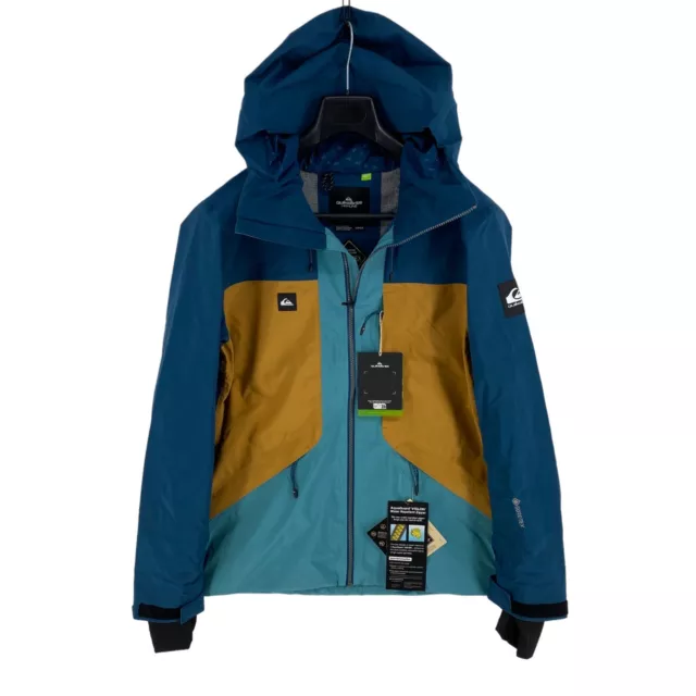 RRP - 400 Quiksilver Bleu Toujours Extensible Gore-Tex Capuche Veste Ski TAILLE