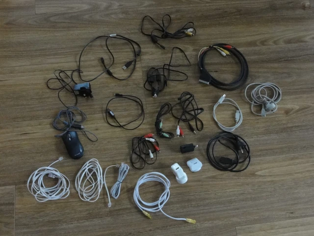 Bulk Lot of Cables, Variety of USB Connectors, Adaptors, etc., 19 items