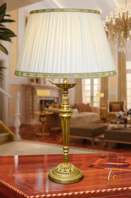 lampada da tavolo classica per salone salotto lume con paralume seta plissé lume