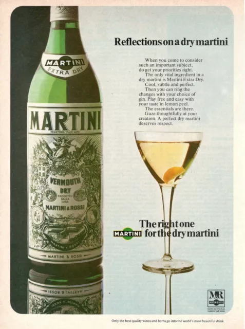 Martini Rossi Advertising Vintage 1974 Aperitif Vermouth Dry