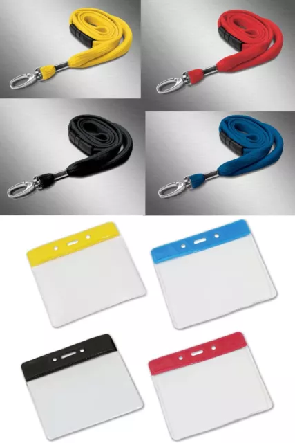 Neck Strap Plain Lanyard 10mm With Flexible Wallet ID Pass Badge Card Holder