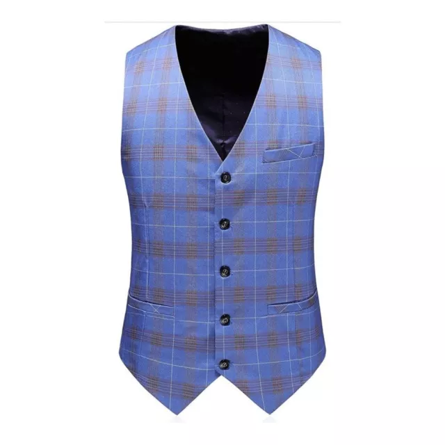 Men’s plaid vest for formal events, jacket vest blue plaid