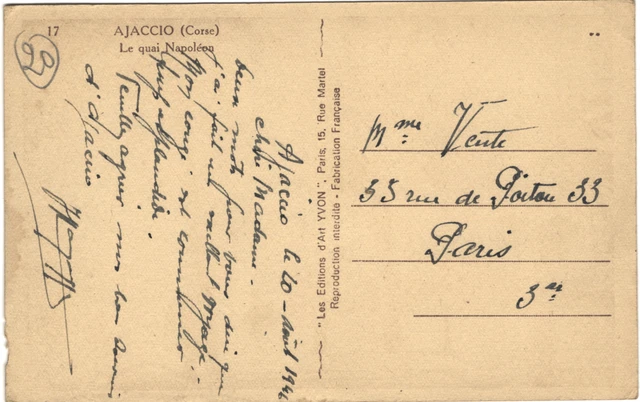 Carte Postale Ancienne - Ajaccio Corse, Cours Napoléon - Début 1900