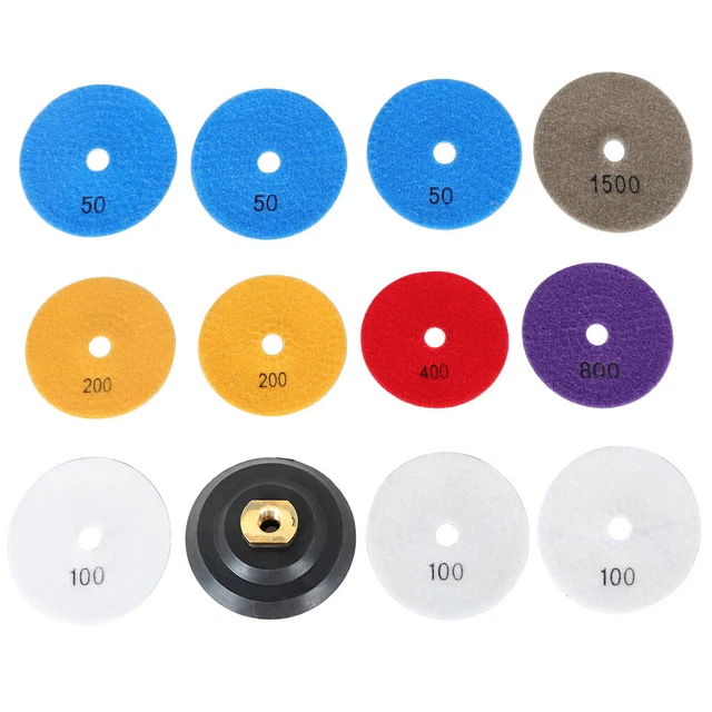 For Concrete Marble Polishing Diamond Polishing Pads 4 Inch Wet/Dry Set 12 Pack
