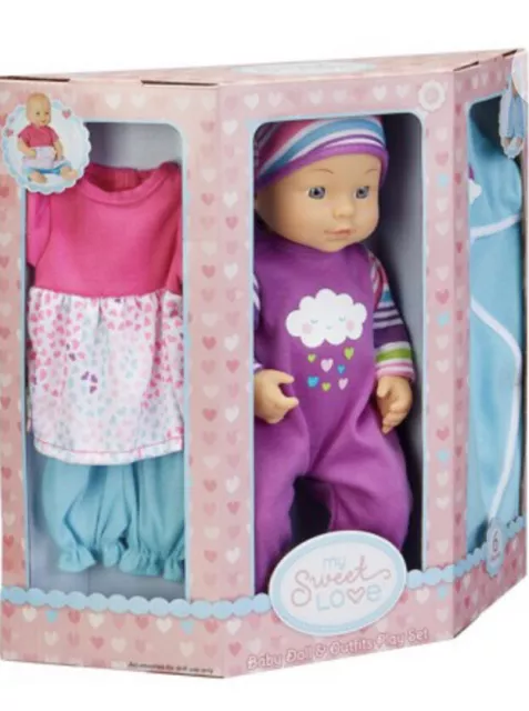 BiBi Doll Set of Two 18” Baby Doll Outfits, Boy & Girl, Dresses, Romper  Clothes