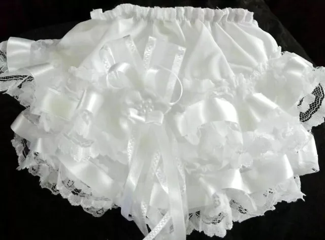 DREAM BABY ROMANY ALL WHITE FRILLY BUM TRADITIONAL KNICKERS  or REBORN DOLLS