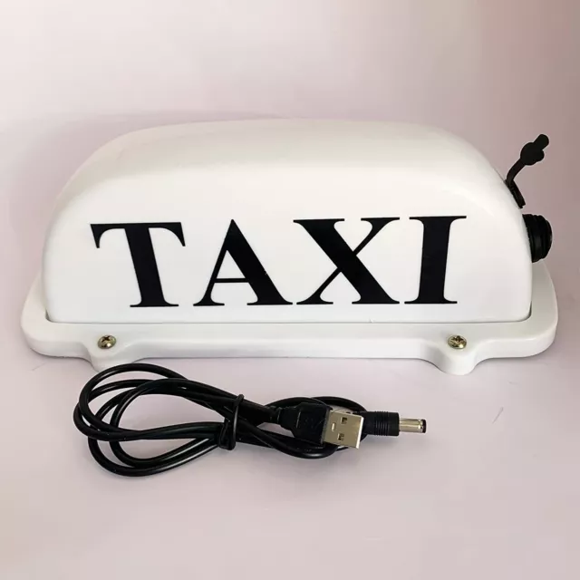 Taxi Top Dome Light Roof Sign USB Rechargeable Battery with Magnetic Base White